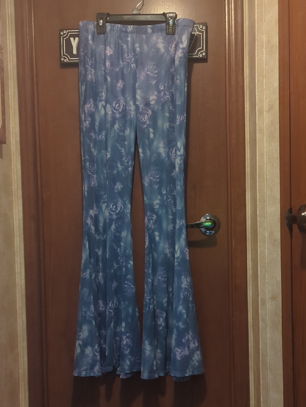 Sugar Thrillz Blue Floral Flare Shear Pants with Silky Short